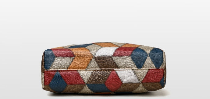 Retro Geometric Pattern Color-matching Shoulder Bag Fashion Large