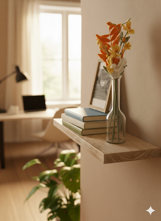 Handmade Crochet Flower Bouquet Desk Decor | Yellow & White Everlasting Floral Home Decor