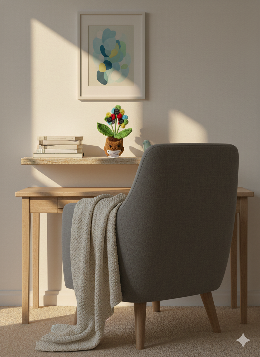 Handmade Crochet Emotional Support Plant | Positive Vibe Desk Decor