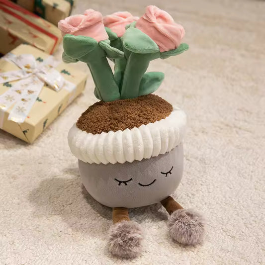 30cm Cartoon Potted Plant Plush Doll Cute Sunflower Rose Strawberry Cactus Calla Lily Plush Plant Home Decoration Gift For Kids