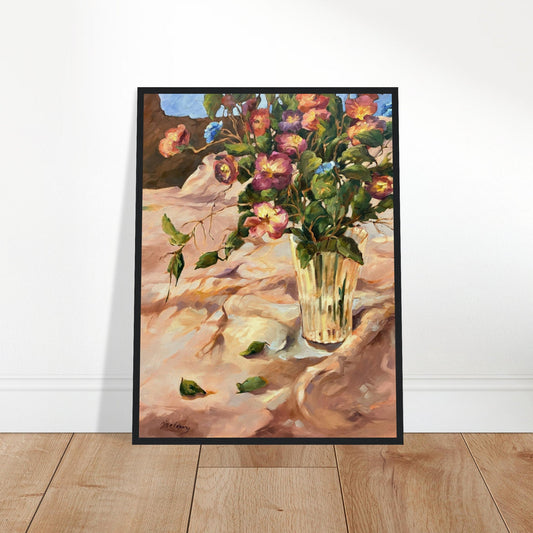 "Blossoms in Bloom" Still Life Floral | 18x24 inch Wooden Framed Art Print | Original Artwork by American Artist Barbara Cleary