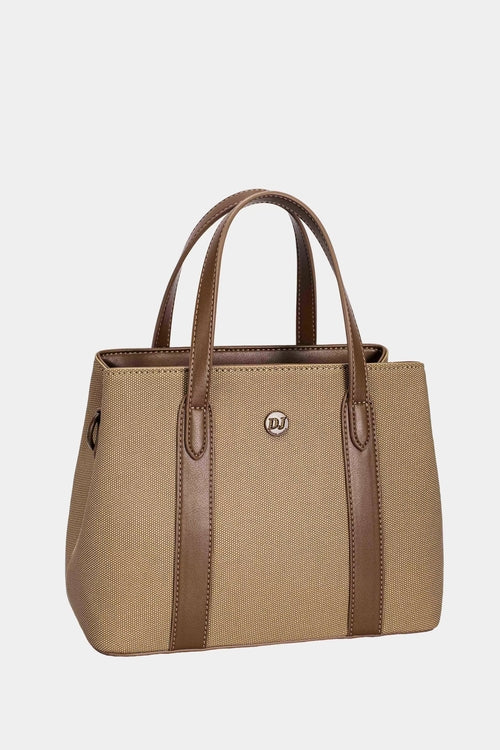 David Jones Canvas Handbag with Leather Trim