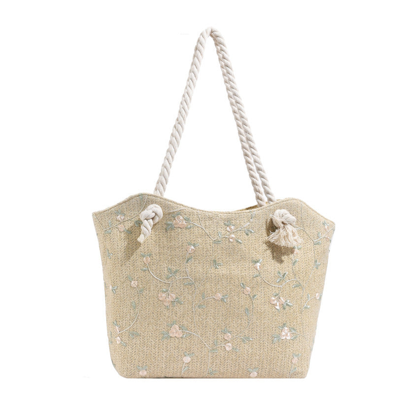 New And Simple Straw Bag Lace Bag Ins Straw Shoulder Bag Large