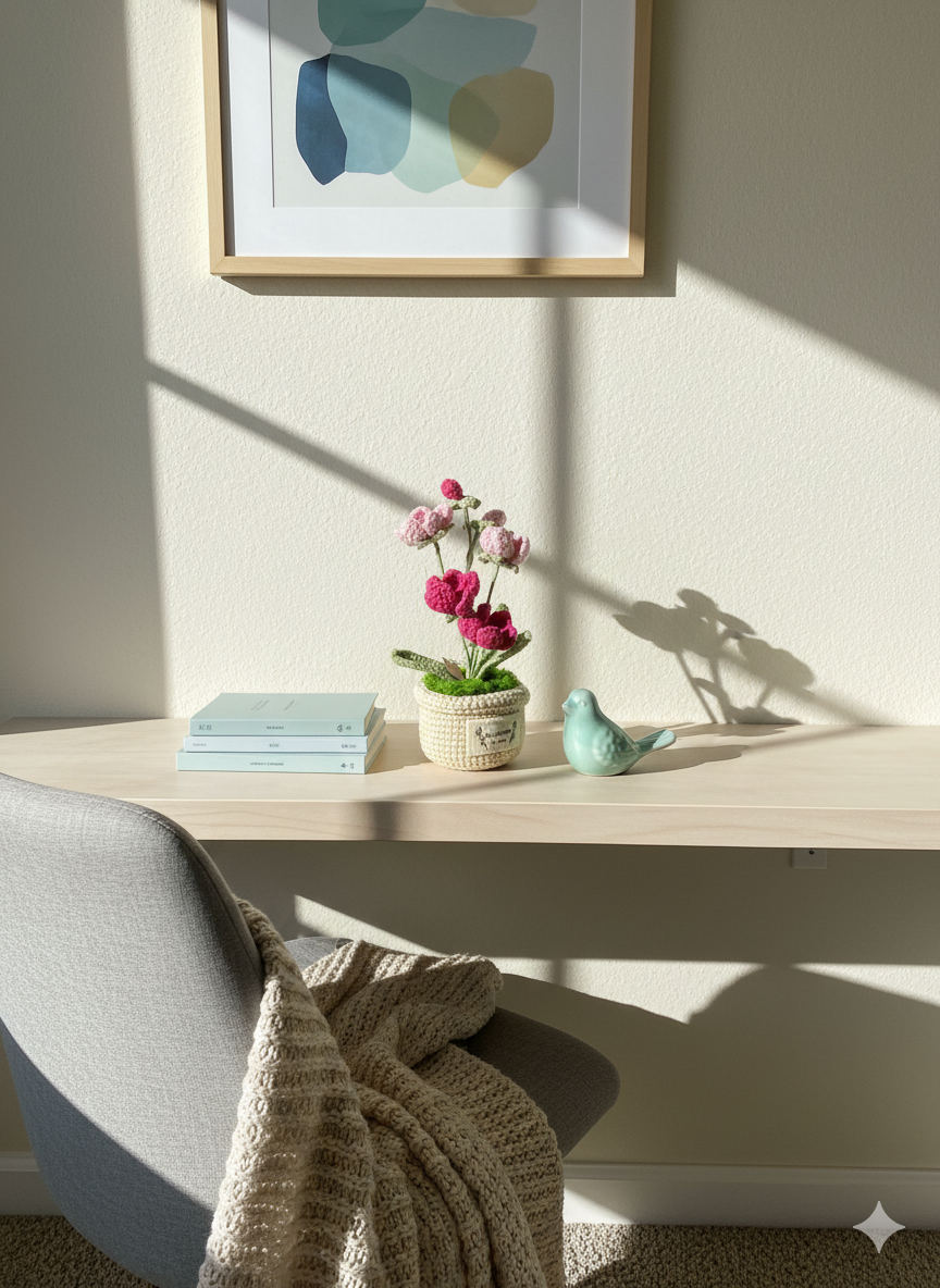Handmade Crochet Pink Orchid Plant | Elegant Phalaenopsis Desk Decor | Everlasting Floral Gift