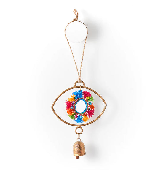 Nandini Evil Eye Wind Spinner Bell Chime - Fair Trade Decor