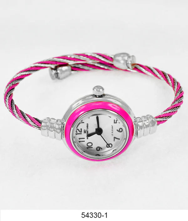 Women's Pink & Silver Montres Carlo Wired Bangle Watch