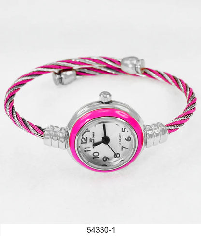 Women's Pink & Silver Montres Carlo Wired Bangle Watch