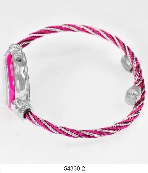 Women's Pink & Silver Montres Carlo Wired Bangle Watch