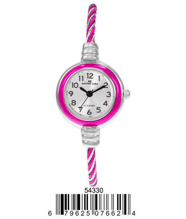 Women's Pink & Silver Montres Carlo Wired Bangle Watch