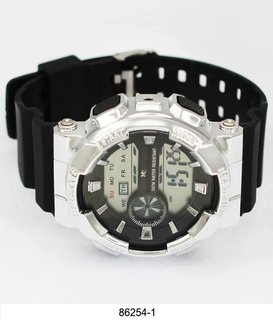 Men's 5ATM Water Resistant Digital Sport Watch | Silver-Tone
