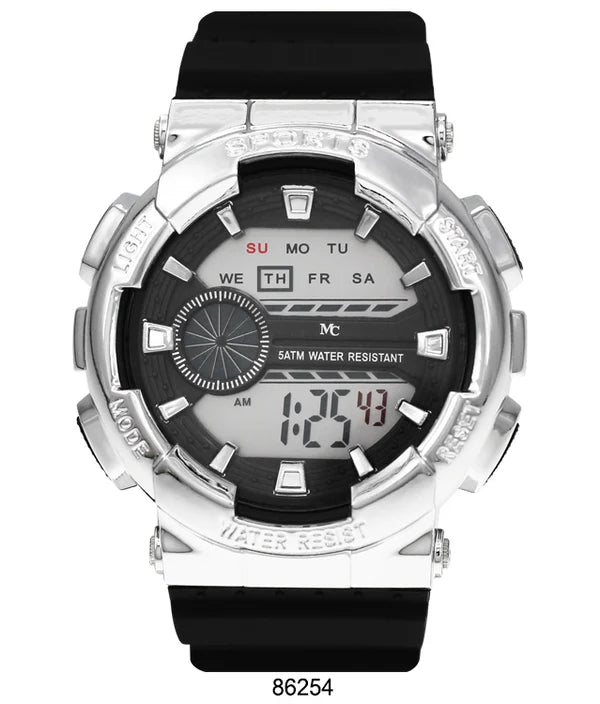 Men's 5ATM Water Resistant Digital Sport Watch | Silver-Tone