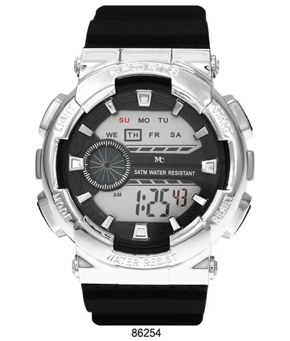 Men's 5ATM Water Resistant Digital Sport Watch | Silver-Tone