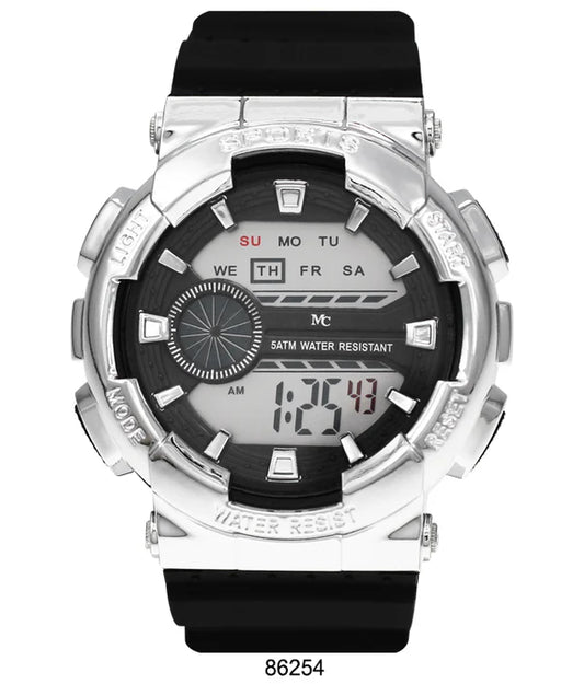 Men's 5ATM Water Resistant Digital Sport Watch | Silver-Tone
