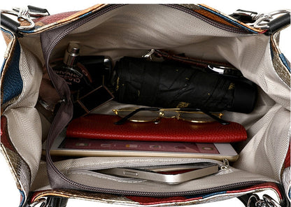 Retro Geometric Pattern Color-matching Shoulder Bag Fashion Large