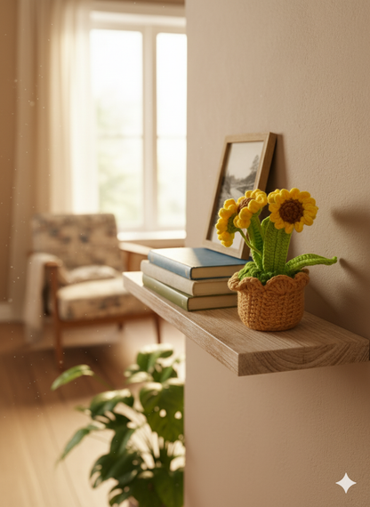 Handmade Crochet Sunflower Potted Plant | Cheerful Desk Decor | Sunny Everlasting Flower Gift