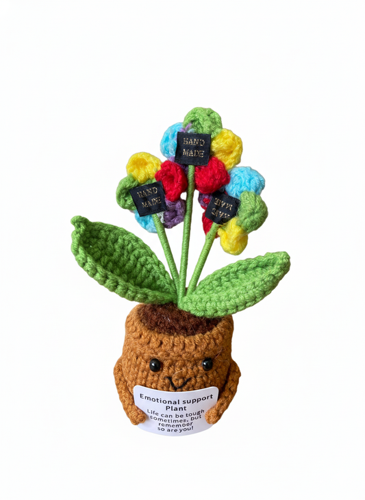 Handmade Crochet Emotional Support Plant | Positive Vibe Desk Decor