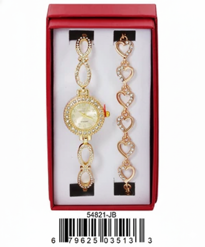 Women's Montres Carlo Jewlery Gift Box with Metal Watch