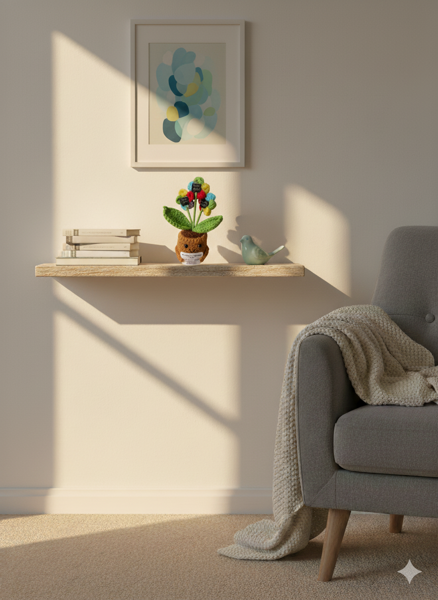 Handmade Crochet Emotional Support Plant | Positive Vibe Desk Decor