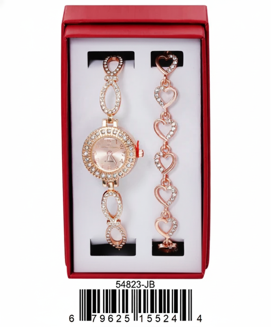 Women's Montres Carlo Jewlery Gift Box with Metal Watch