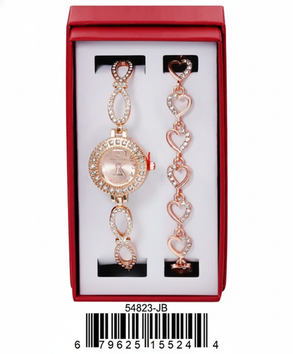 Women's Montres Carlo Jewlery Gift Box with Metal Watch