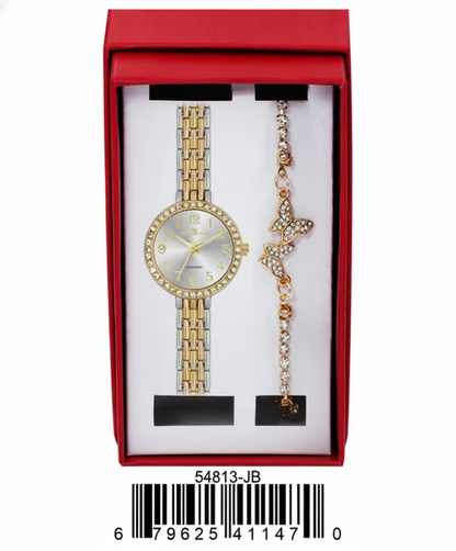 Women's Montres Carlo Jewlery Gift Box with Metal Watch