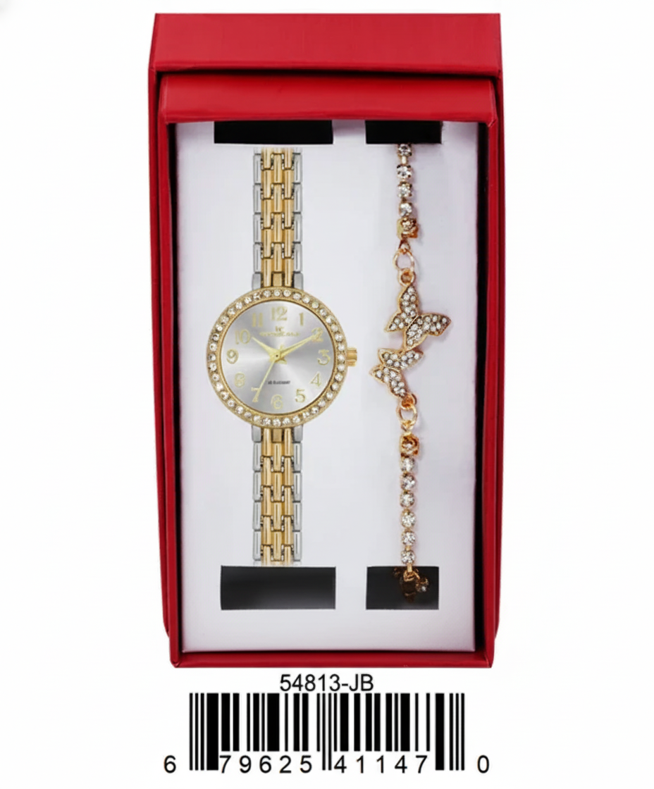 Women's Montres Carlo Jewlery Gift Box with Metal Watch