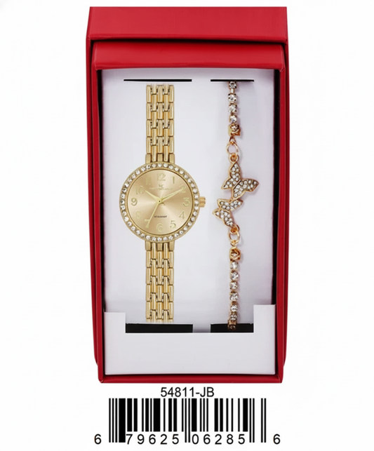 Women's Montres Carlo Jewlery Gift Box with Metal Watch