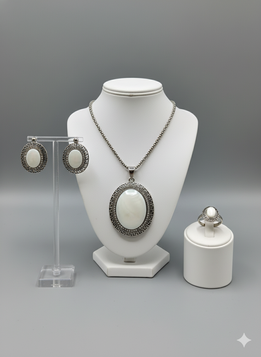 Turquoise Statement Jewelry Set - Necklace, Earrings & Ring | Southwestern Bohemian Style | Elegance Outlet