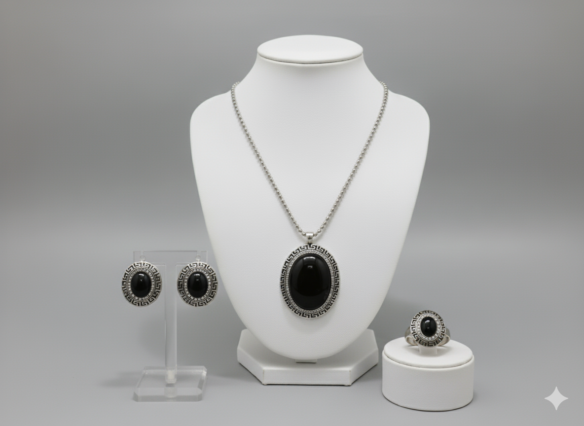 Turquoise Statement Jewelry Set - Necklace, Earrings & Ring | Southwestern Bohemian Style | Elegance Outlet