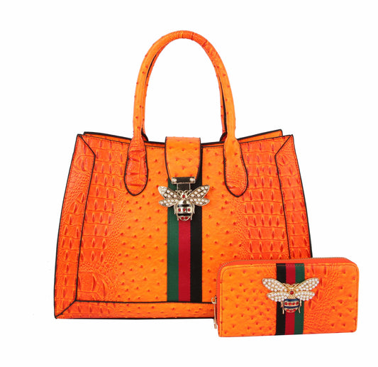 HF  Embossed Bee Accented Tote Set
