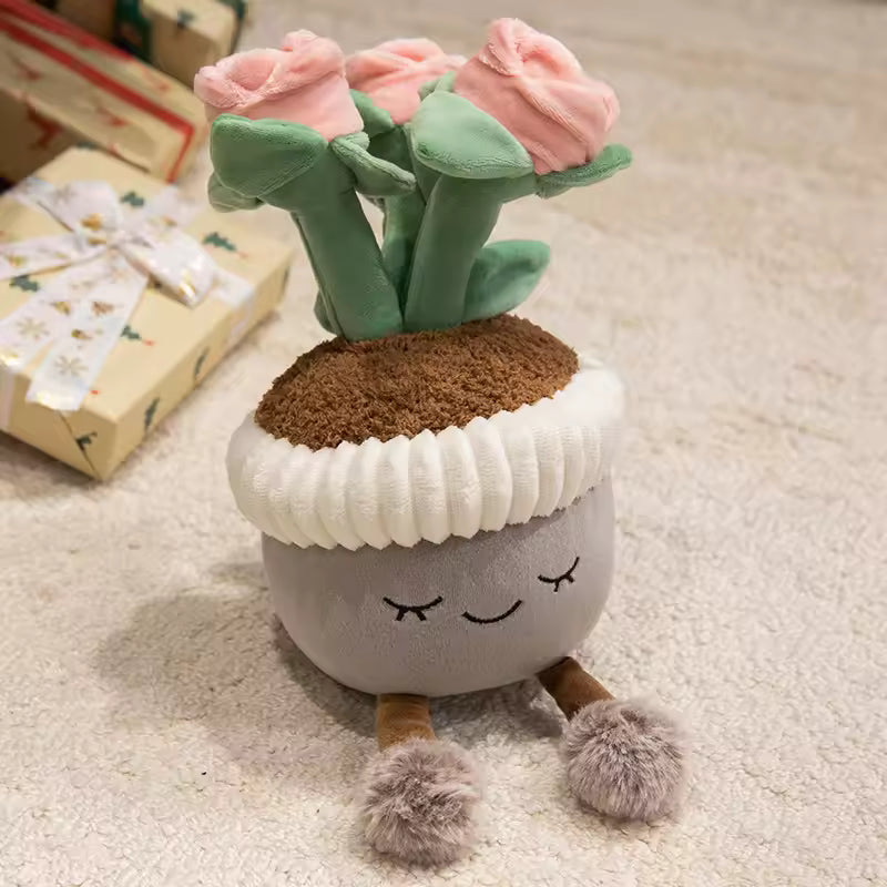30cm Cartoon Potted Plant Plush Doll Cute Sunflower Rose Strawberry Cactus Calla Lily Plush Plant Home Decoration Gift For Kids