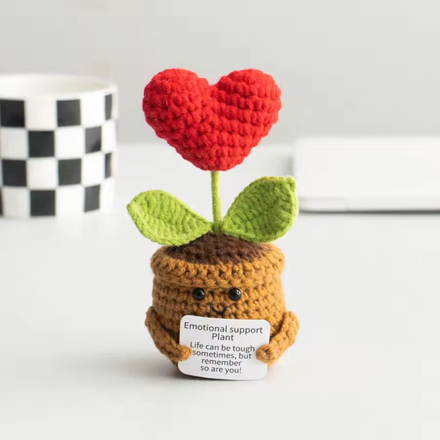 Crochet potted tabletop Words of encouragement forget-me-not crochet orange convolia heart-warming ornament