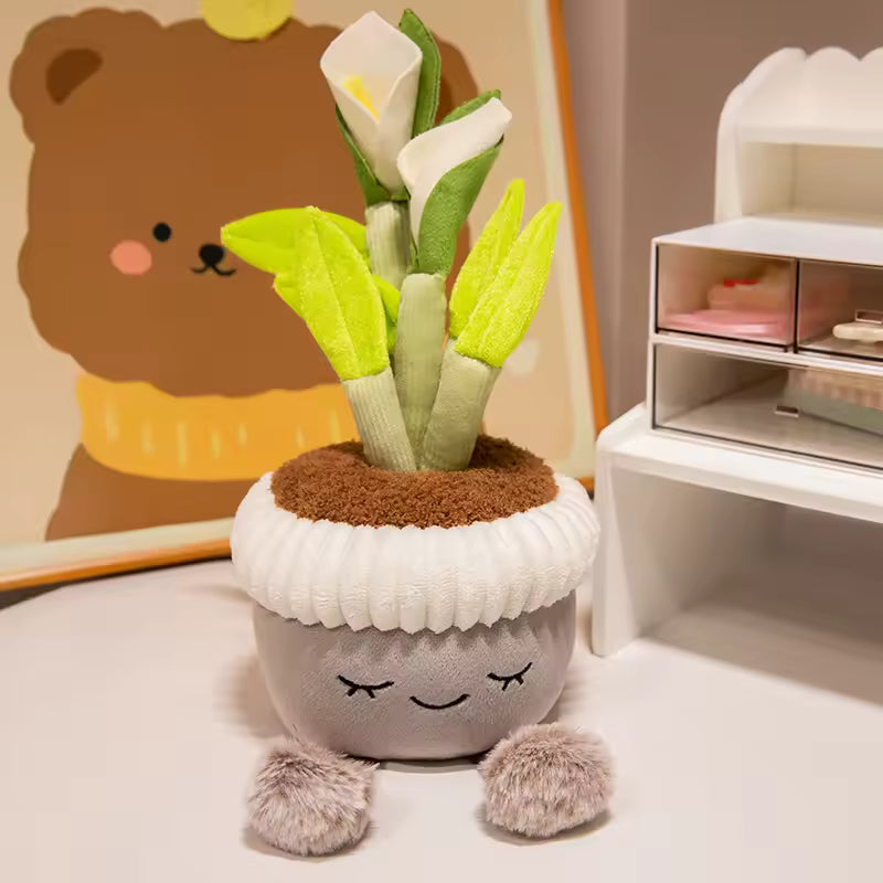 30cm Cartoon Potted Plant Plush Doll Cute Sunflower Rose Strawberry Cactus Calla Lily Plush Plant Home Decoration Gift For Kids