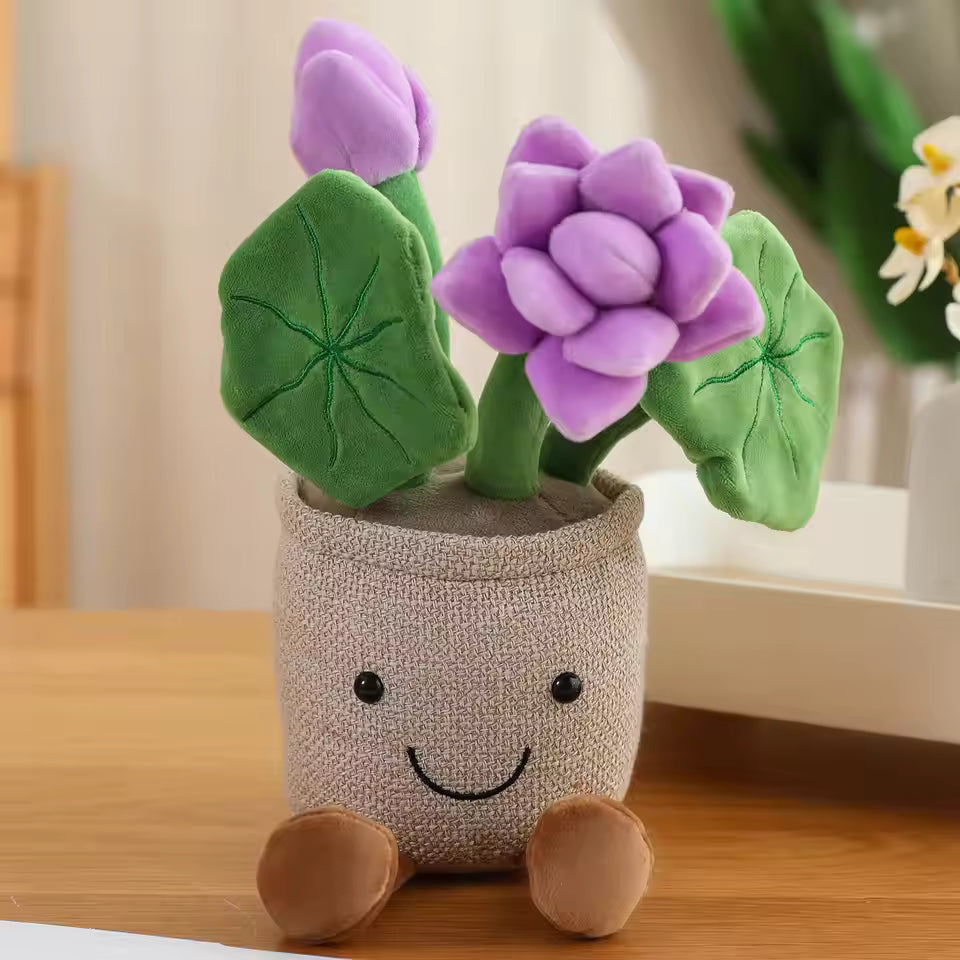 Funny Strawberry Rose Lotus Potted Plant Plush Toys Soft Pretty Cartoon Fruit Toys Lovely Desktop Decor Christmas Halloween Gift