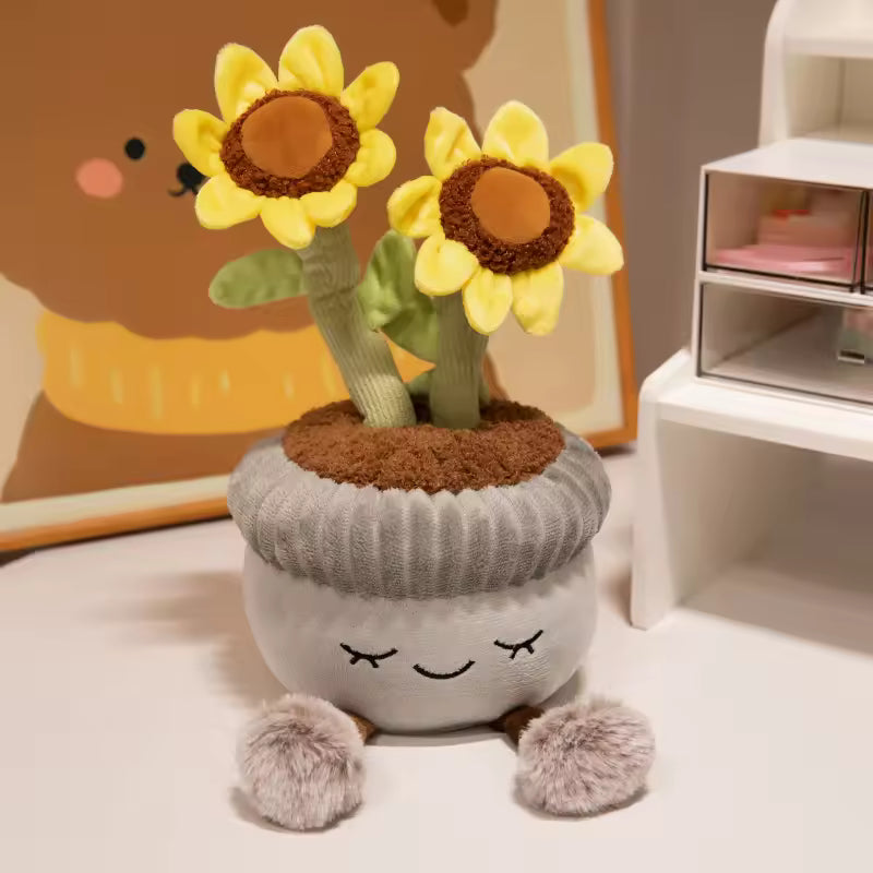 30cm Cartoon Potted Plant Plush Doll Cute Sunflower Rose Strawberry Cactus Calla Lily Plush Plant Home Decoration Gift For Kids
