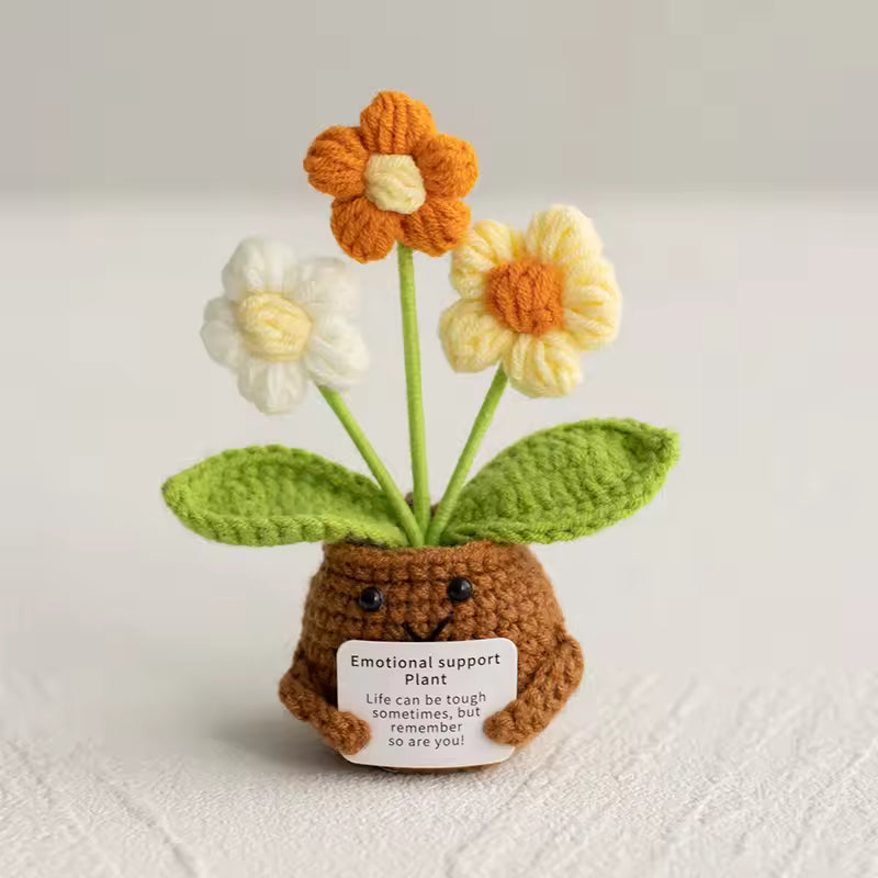 Crochet potted tabletop Words of encouragement forget-me-not crochet orange convolia heart-warming ornament
