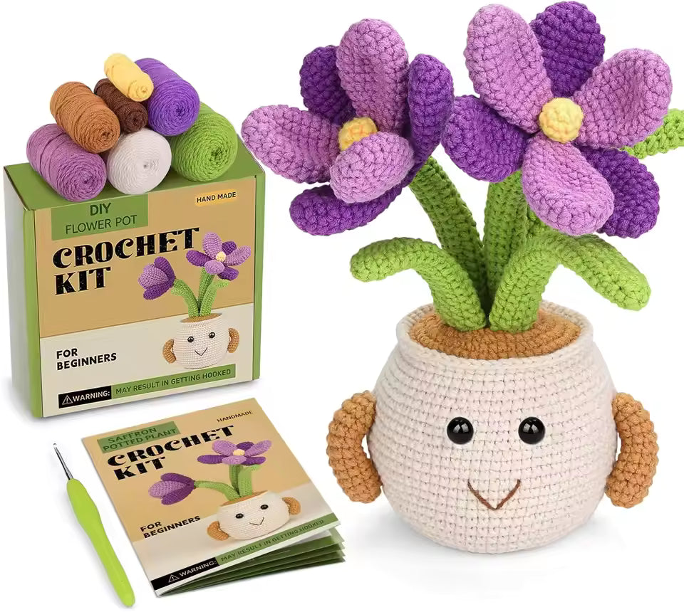 MIUSIE Crochet Starter Kit Sunflower Tulip Crochet Kit Crocheting Knitting Supplies for Adults Beginners Decoration DIY Craft