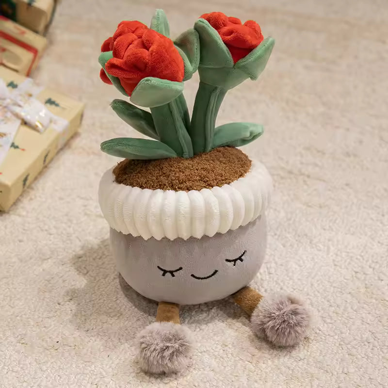 30cm Cartoon Potted Plant Plush Doll Cute Sunflower Rose Strawberry Cactus Calla Lily Plush Plant Home Decoration Gift For Kids