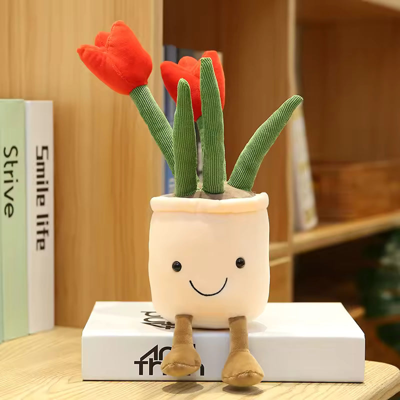 Artificial Flower Plush Toy Green Plants Bloom Cactus Sunflower Cactus Soft Dolls Girls Boys Kawaii Xmas Gift Home Decor
