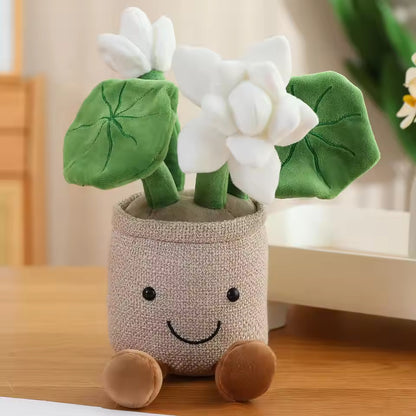 Funny Strawberry Rose Lotus Potted Plant Plush Toys Soft Pretty Cartoon Fruit Toys Lovely Desktop Decor Christmas Halloween Gift