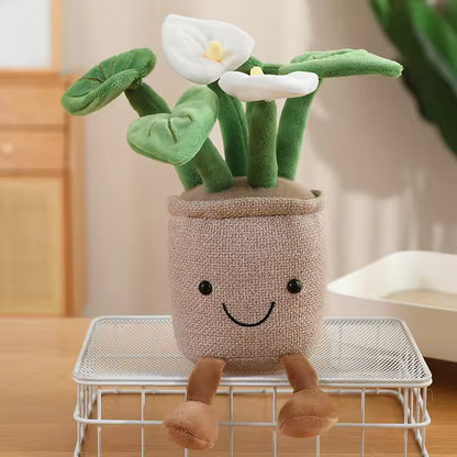 Funny Strawberry Rose Lotus Potted Plant Plush Toys Soft Pretty Cartoon Fruit Toys Lovely Desktop Decor Christmas Halloween Gift