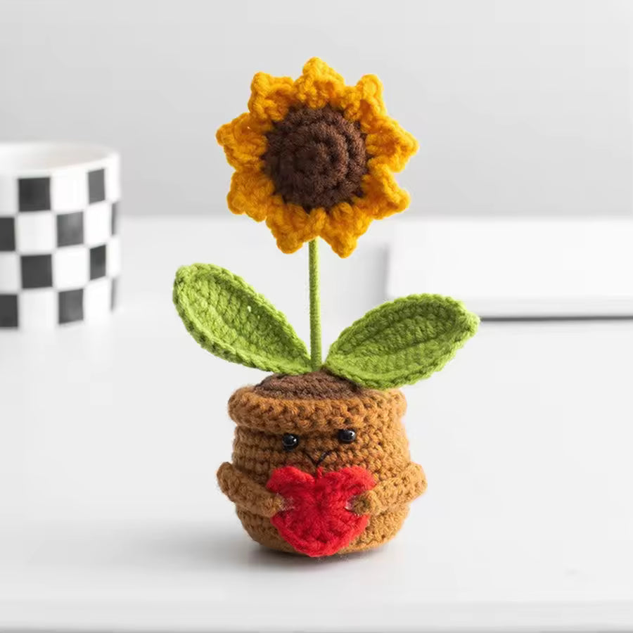 Crochet potted tabletop Words of encouragement forget-me-not crochet orange convolia heart-warming ornament