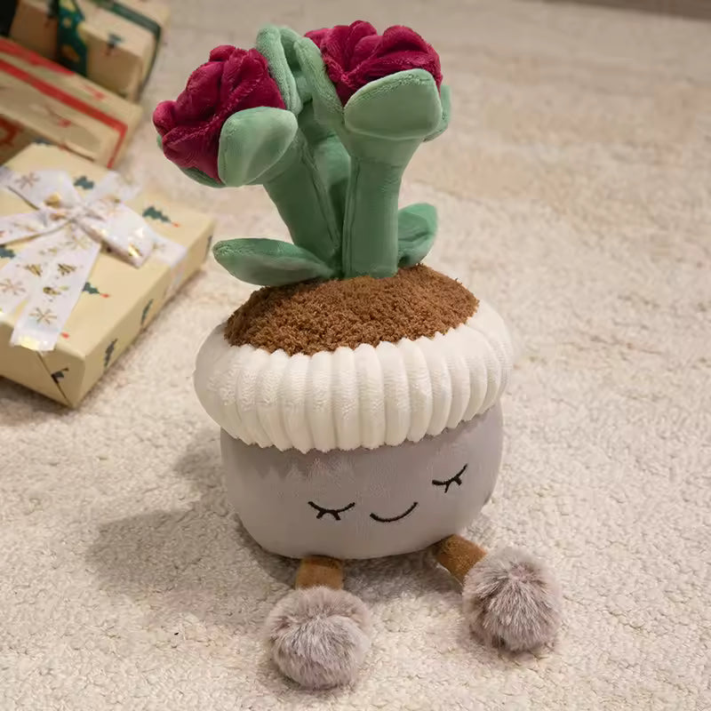 30cm Cartoon Potted Plant Plush Doll Cute Sunflower Rose Strawberry Cactus Calla Lily Plush Plant Home Decoration Gift For Kids