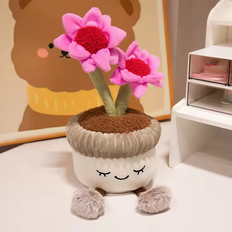 Artificial Flower Plush Toy Green Plants Bloom Cactus Sunflower Cactus Soft Dolls Girls Boys Kawaii Xmas Gift Home Decor