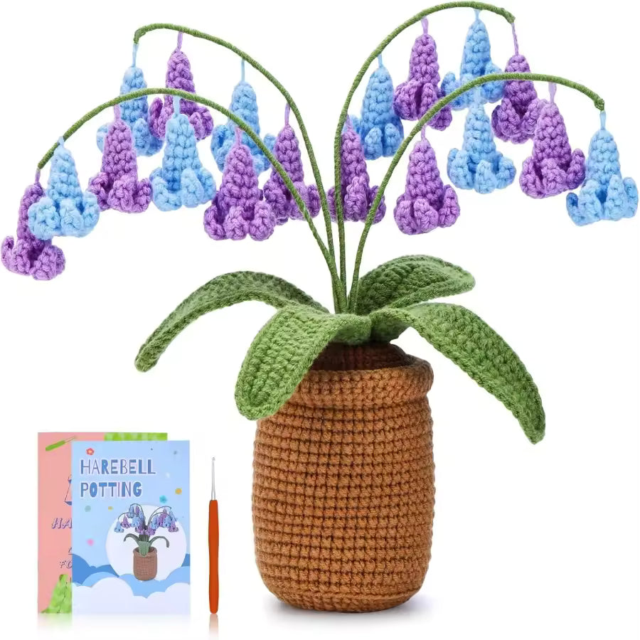 MIUSIE Crochet Kit for Beginners Flower Potted Plants Crochet Kit Beginner Crochet Starter Kit for Complete with Video Tutorials
