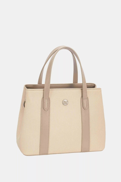 David Jones Canvas Handbag with Leather Trim