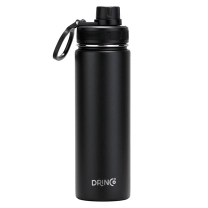 Drinco Stainless Steel Water Bottle – Vacuum Insulated Double Wall, Wide Mouth, Leak Proof, Keeps Drinks Cold & Hot – Reusable Sport Water Bottle for Camping, Hiking, Gym (22oz Black)