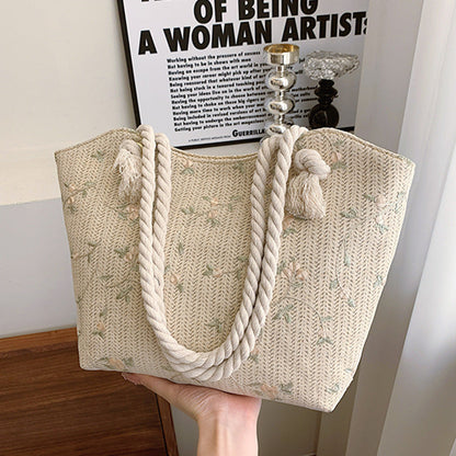 New And Simple Straw Bag Lace Bag Ins Straw Shoulder Bag Large