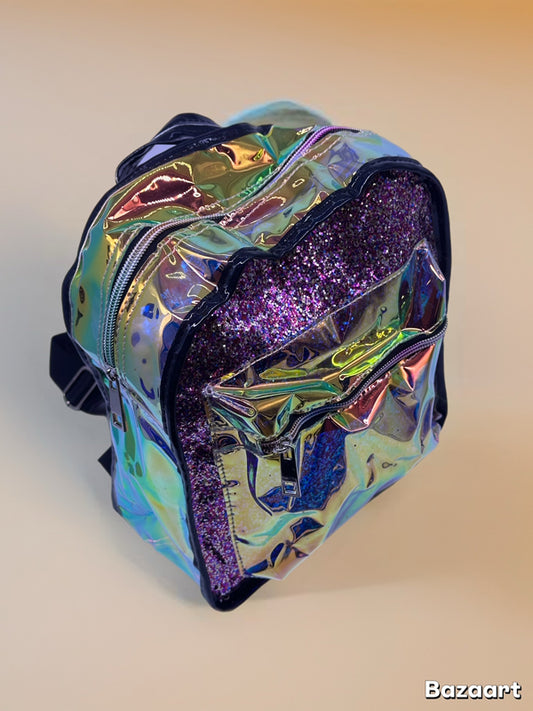 Holographic Rainbow Glitter Mini Backpack