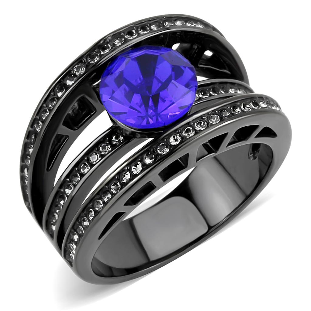 TK3453 - IP Light Black  (IP Gun) Stainless Steel Ring with Top Grade